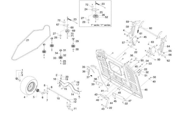 Front axle and bag support OM 105/18,5 H Garden tractor