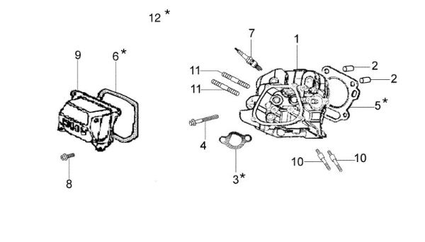 Cylinder head MH 150 RKS (K700 H - SN T210) Rotary tiller