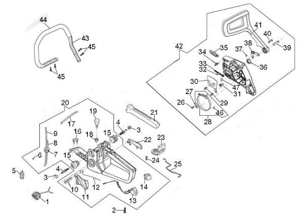 Tank and chain cover GS 51 Chainsaw