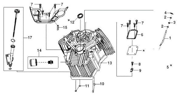 Cylinder and crankcase OM 124/24 KH (K2400AVD V-Twin) Cat. 2015 Garden tractor
