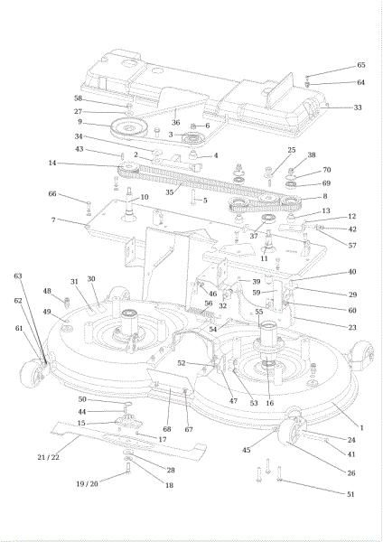 Mowing deck (1/2) (aluminium cutting deck) OM 124/24 KH (K2400AVD V-Twin) Cat. 2017 Garden tractor