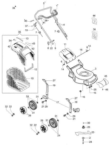 Complete illustrated parts list G 44 PK COMFORT PLUS (K500) (2018) Lawnmower