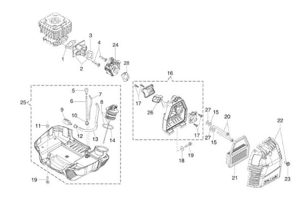 Tank and air filter BC 400 T Brushcutter
