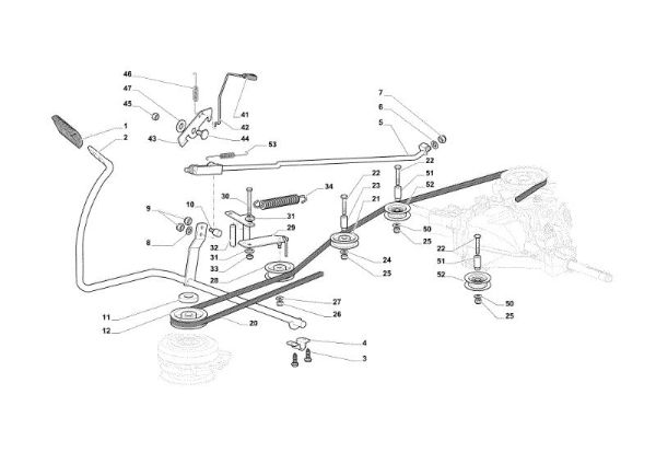 Brake and gearbox controls OM 84/14,5 K H Cat. 2018 Garden tractor