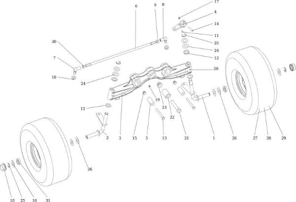 Front axle OM 124/24 KH (K2400AVD V-Twin) Cat. 2018 Garden tractor