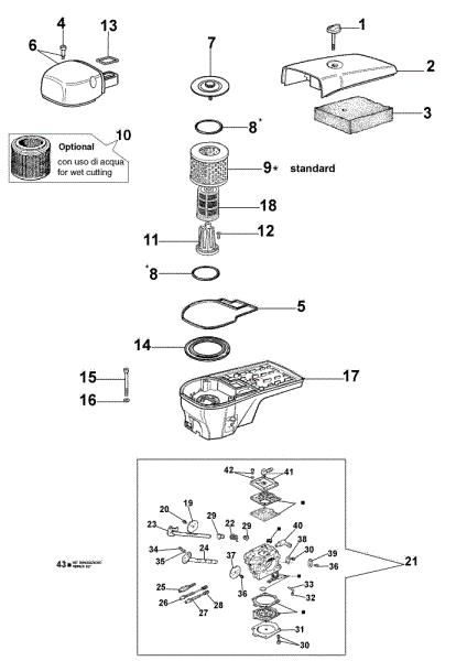 Air filter and carburetor 980 TTA Power cutter