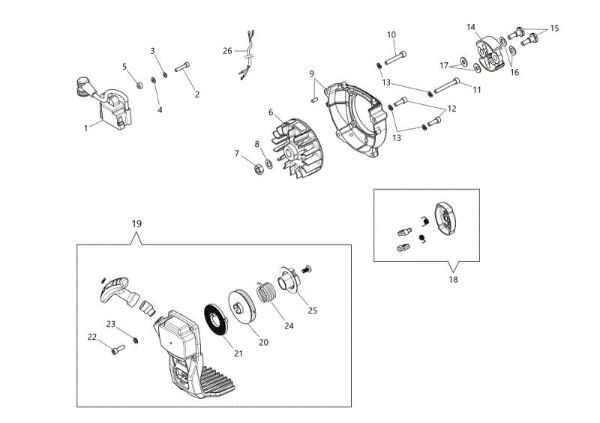 Starter assy and clutch BCH 25 T Brushcutter