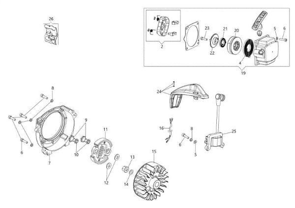 Starter assy and clutch BCH 50 T Brushcutter