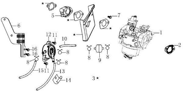 Carburetor OM 92/16KH (K1600AVD) Cat. 2022 Garden tractor