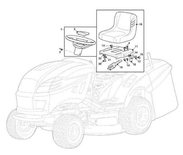 Seat and steering wheel GLX 20-92 H2 Garden tractor