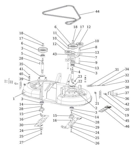 Mowing deck (1/2) OM 92/16H Cat.2023 Garden tractor