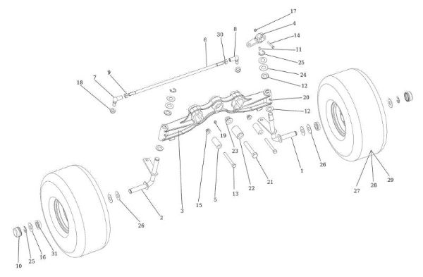 Front axle OM 107 L/24 KH (K2400AVD V-Twin - EURO5) Cat. 2023 Garden tractor