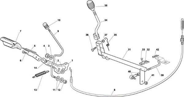 Brake and gearbox controls OM 63C/6,5M Cat. 2001/2002 Garden tractor