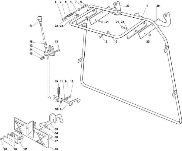 Grass catcher (Fixed part) OM 92C/13,5H Cat.2002 Garden tractor