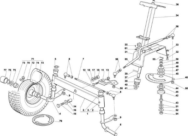 Steering arm OM 92C/13,5M Cat.2003 Garden tractor