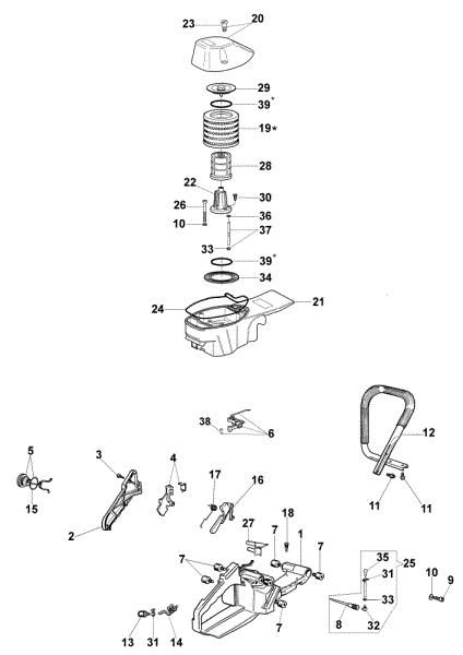 Air filter and fuel tank 985 HD Chainsaw