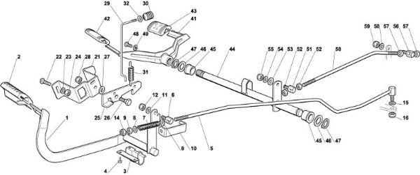 Drive and brake controls OM 102C/17,5H Cat.2004 Garden tractor