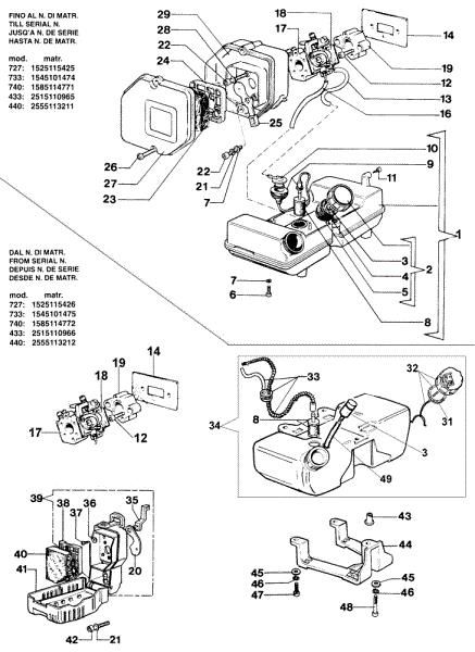 Tank and air filter 727 S Brushcutter