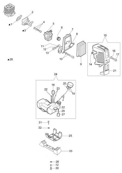 Tank and air filter OS 530 Ergo Olive shaker