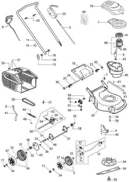 Complete illustrated parts list (From January 2012) G 48 TE Electric lawnmower