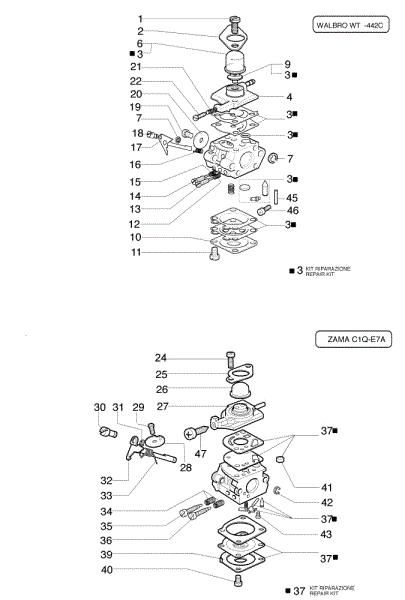 Carburetor WT-442E, C1Q-E7 733 S Brushcutter