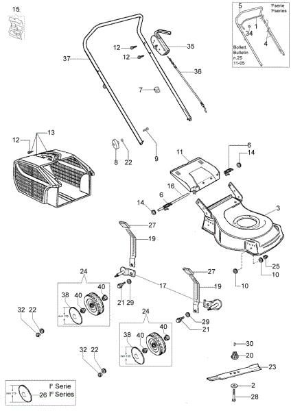 Illustrated parts list G 44 P Lawnmower