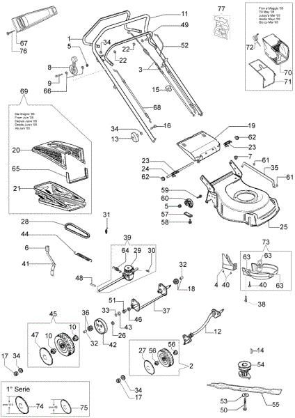 Illustrated parts list (From June 2007) G 53 TBX Lawnmower
