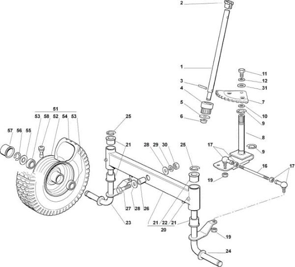 Steering arm OM 72C/12,5H Cat.2006 Garden tractor