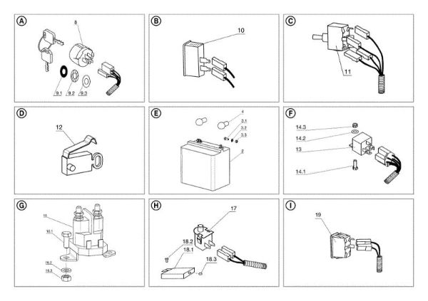 Electrical parts FRONT CUT 106/17,5 H Cat.2006 Garden tractor