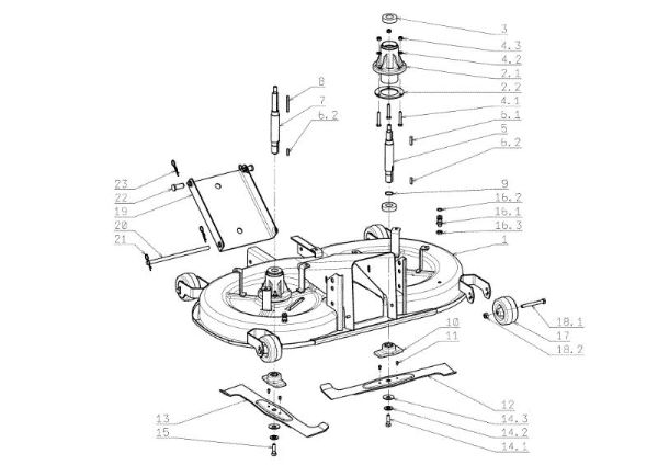 Mowing deck (1/2) OM 104JH/16H Cat.2006-2007 Garden tractor