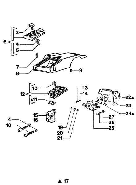 Air filter and carburetor 350AF Super Chainsaw