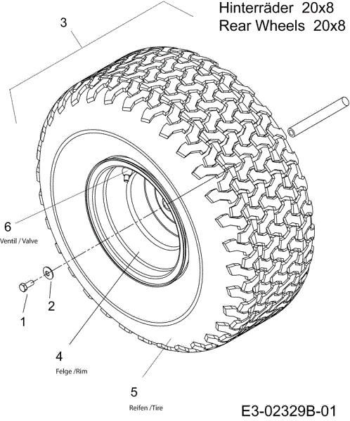 Rear wheels POLO 108/15,5 H Cat.2007 Garden tractor