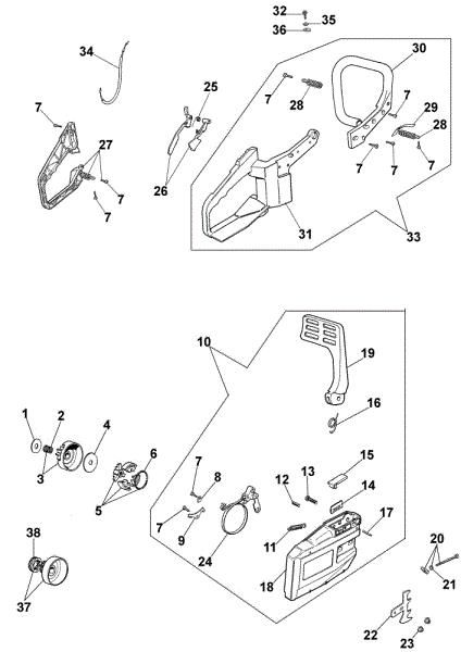 Handle and chain brake 942 Chainsaw