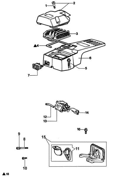Air filter and carburetor 980 Chainsaw