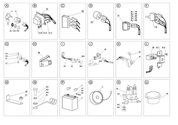 Electrical parts OM 105J/15,5H Cat.2008 Garden tractor
