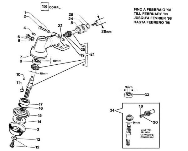 Bevel gear (Until February 1998) 433 BP Brushcutter