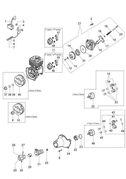 Starter assy and clutch BC 280 S Brushcutter