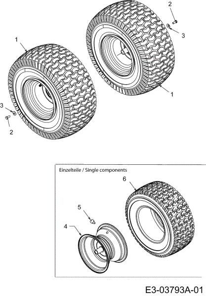 Rear wheels TORNADO 108/17,5 H Garden tractor