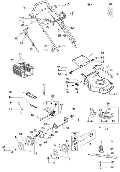 ESSENTIAL complete illustrated parts list (From January 2012) G 44 TK (K500) Lawnmower