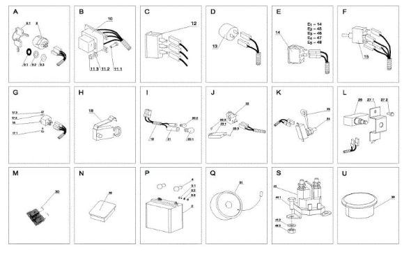 Electrical parts (2/2) OM 124J/22 H Cat.2009 Garden tractor