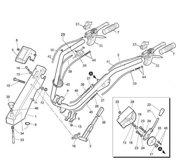 Handle-bar and control box WB 65 HR 8,5 Flail mowers