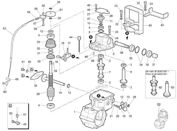 Speed gears of the change - with brake until sn B133181825 WB 80 KR 11 Flail mowers